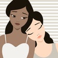 Beautiful young girls friends vector illustration