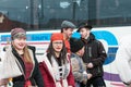 Beautiful young girls portrait on the winter ending Transylvanian traditional carnival