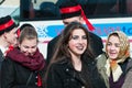 Beautiful young girls portrait on the winter ending Transylvanian traditional carnival