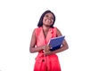 Beautiful young happy businesswoman holding folders Royalty Free Stock Photo