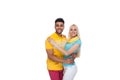 Beautiful Young Happy Couple Love Smiling Embracing, Hispanic Man Woman Smile Royalty Free Stock Photo