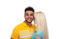 Beautiful Young Happy Couple Love Smiling Embracing, Hispanic Man Woman Smile Royalty Free Stock Photo