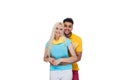 Beautiful Young Happy Couple Love Smiling Embracing, Hispanic Man Woman Smile Royalty Free Stock Photo