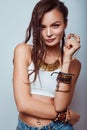 Beautiful young hippie woman Royalty Free Stock Photo