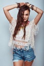 Beautiful young hippie woman Royalty Free Stock Photo