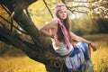 Beautiful young hippie woman posing Royalty Free Stock Photo