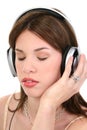 Beautiful Young Hispanic Woman Enjoying Music