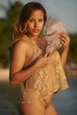 Latina Beauty on Jamaica Beach Royalty Free Stock Photo