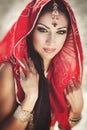 Beautiful Indian woman bellydancer. Arabian bride
