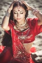 Beautiful Indian woman bellydancer. Arabian bride