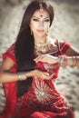 Beautiful Indian woman bellydancer. Arabian bride