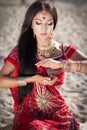 Beautiful Indian woman bellydancer. Arabian bride.