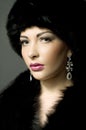 Beautiful young lady in black fur Royalty Free Stock Photo