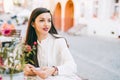 Beautiful young lady checking her phone Royalty Free Stock Photo