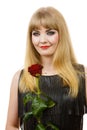 Beautiful young lady with red rose. Royalty Free Stock Photo