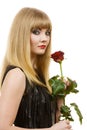 Beautiful young lady with red rose. Royalty Free Stock Photo