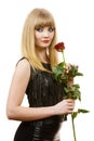 Beautiful young lady with red rose. Royalty Free Stock Photo