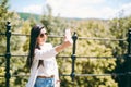 Beautiful young lady taking a selfie Royalty Free Stock Photo