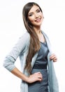 Beautiful young long haired business woman white background iso Royalty Free Stock Photo