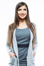 Beautiful young long haired business woman white background iso Royalty Free Stock Photo