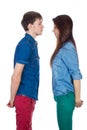 Beautiful and young loving couple, standing opposite each other Royalty Free Stock Photo