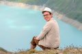 Beautiful young man in the alps Royalty Free Stock Photo