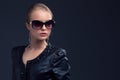 Beautiful young model with big glasses-close up Royalty Free Stock Photo