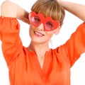 Beautiful young model with big glasses-close up. Royalty Free Stock Photo