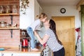 Beautiful young mother and her cute little daughter kissing her Royalty Free Stock Photo