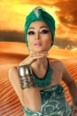 Beautiful young oriental woman in turban Royalty Free Stock Photo