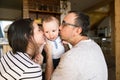Beautiful young parents kissing their cute baby son Royalty Free Stock Photo