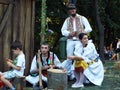Beautiful young peoples in romanian rustic clothes