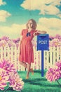 Beautiful young postwoman, retro Royalty Free Stock Photo