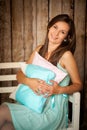 Beautiful young pregnant woman in a studio Royalty Free Stock Photo