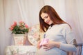 Beautiful young pregnant woman, brunette Royalty Free Stock Photo