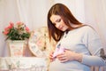 Beautiful young pregnant woman, brunette Royalty Free Stock Photo