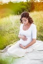 Beautiful young pregnant woman retouched Royalty Free Stock Photo