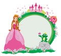 Beautiful young princess and big frog - frame