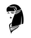 Ancient Egyptian queen Cleopatra black and white vector portrait Royalty Free Stock Photo