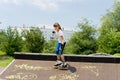 Beautiful young roller skater Royalty Free Stock Photo