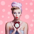 Beautiful young pin-up girl with surprised expression Royalty Free Stock Photo