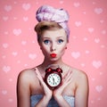 Beautiful young pin-up girl with surprised expression Royalty Free Stock Photo