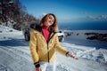 Beautiful Young Smiling Girl in her Winter Warm Clothing Royalty Free Stock Photo