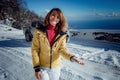 Beautiful Young Smiling Girl in her Winter Warm Clothing Royalty Free Stock Photo