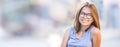 Beautiful young smiling teen girl with glasses. Royalty Free Stock Photo