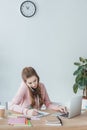 beautiful young student studying and using Royalty Free Stock Photo