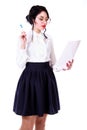 Beautiful young teacher checking the document Royalty Free Stock Photo