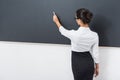 beautiful young teacher writing with chalk Royalty Free Stock Photo