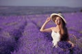 Beautiful young teen girl outdoors portrait. Brunette in hat wit Royalty Free Stock Photo