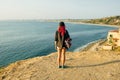 Beautiful young teen girl on rat beach in Los Angeles, California